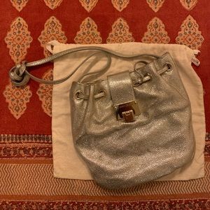 Jimmy school bucket bag silver glitter